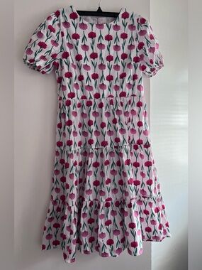 Crewcuts White Dress with Pink and red Floral Print